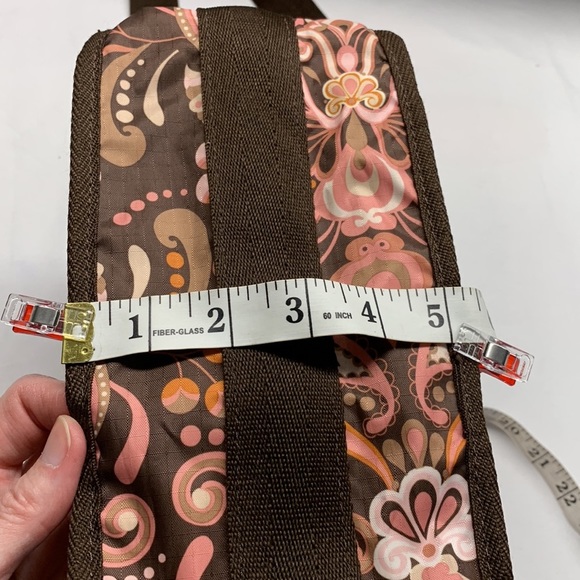 Le Sport Sac Crossbody or Shoulder Bag Brown and Pink Paisley Print - Picture 5 of 11
